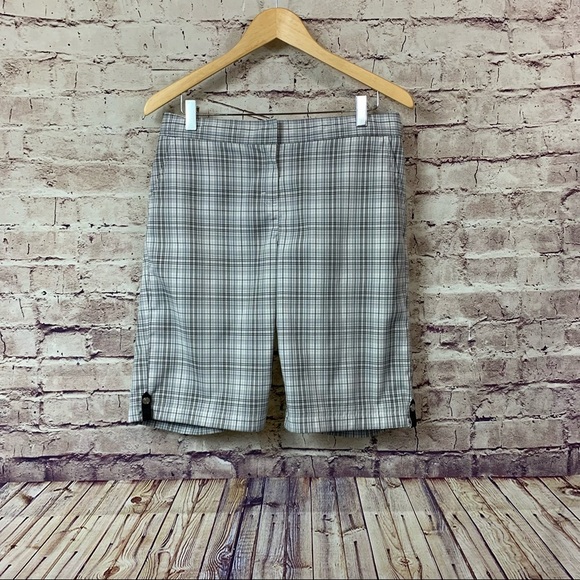 Izod Gray Check Cool Fx Bermuda Shorts - Picture 1 of 9